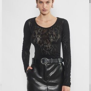 Black Long Sleeve Lace Women's Top